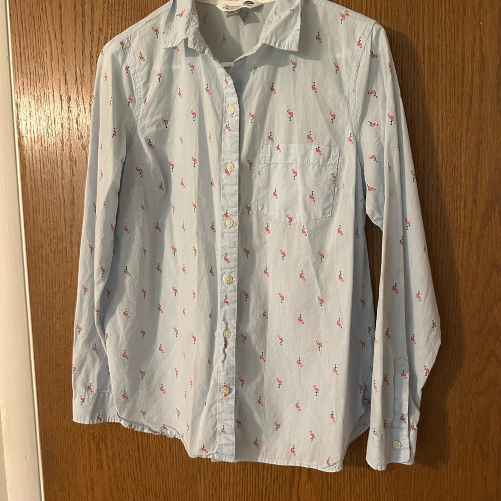 Old Navy Blue Patterned Button Down Shirt